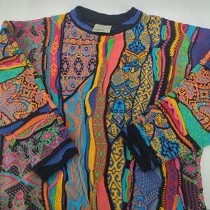 VTG COOGI Australia Multicolor 3D Textured Chunky Knit 90s Biggie Sweater Medium